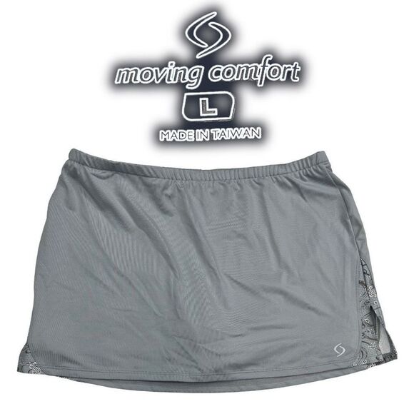 Moving Comfort Skort Women Large Gray Elastic Waist Side Slit Pull-On Athletic - Picture 1 of 10